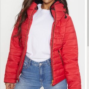 PrettyLittleThing Red Puffer Jacket